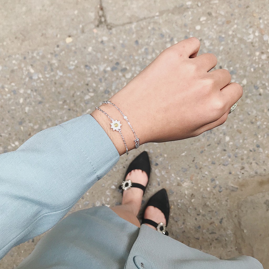 Lắc Tay Bạc Blue Peach Daisy Tini LT509
