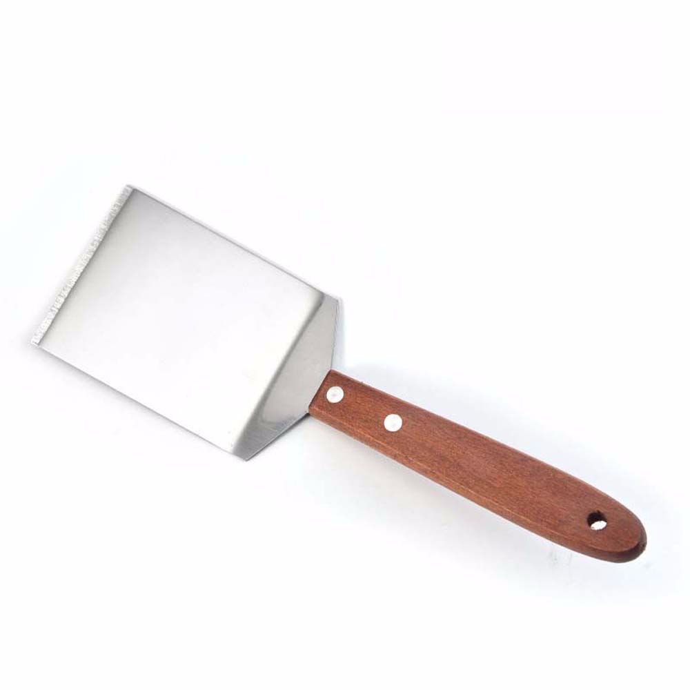 Xẻng lật nấu ăn BBQ bằng thép không gỉ tay cầm gỗ nhiều màu DIY
