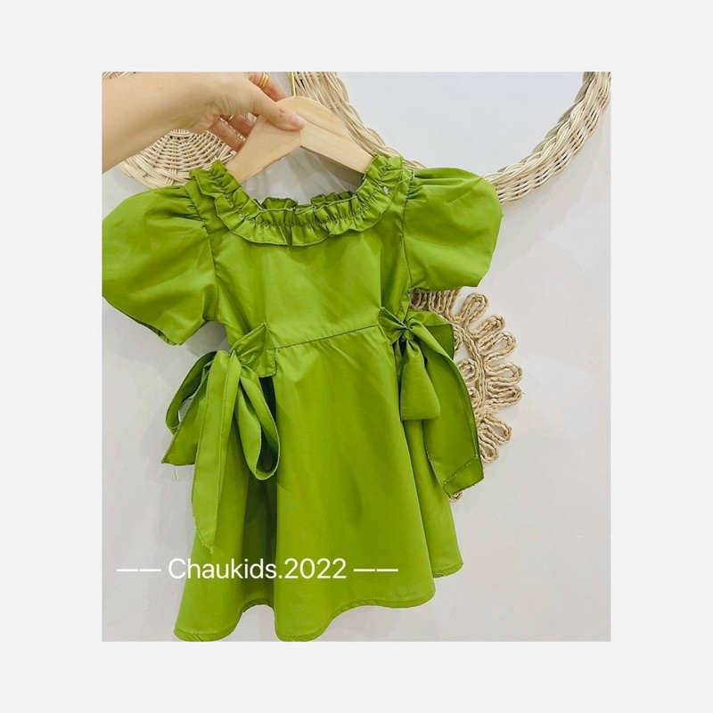 XANH LÁ Váy bèo cổ bé gái mã 55067