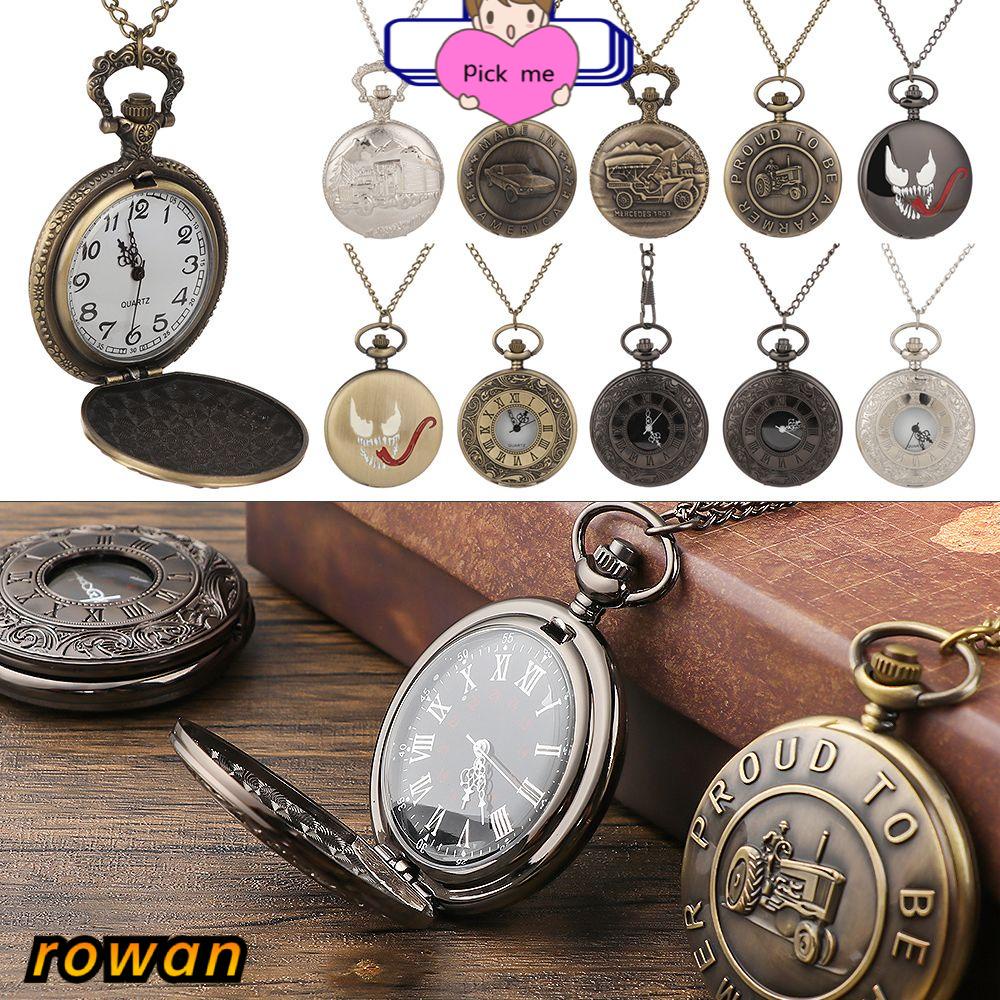 Đồng hồ quả quýt mặt số la mã màu đen phong cách vintage