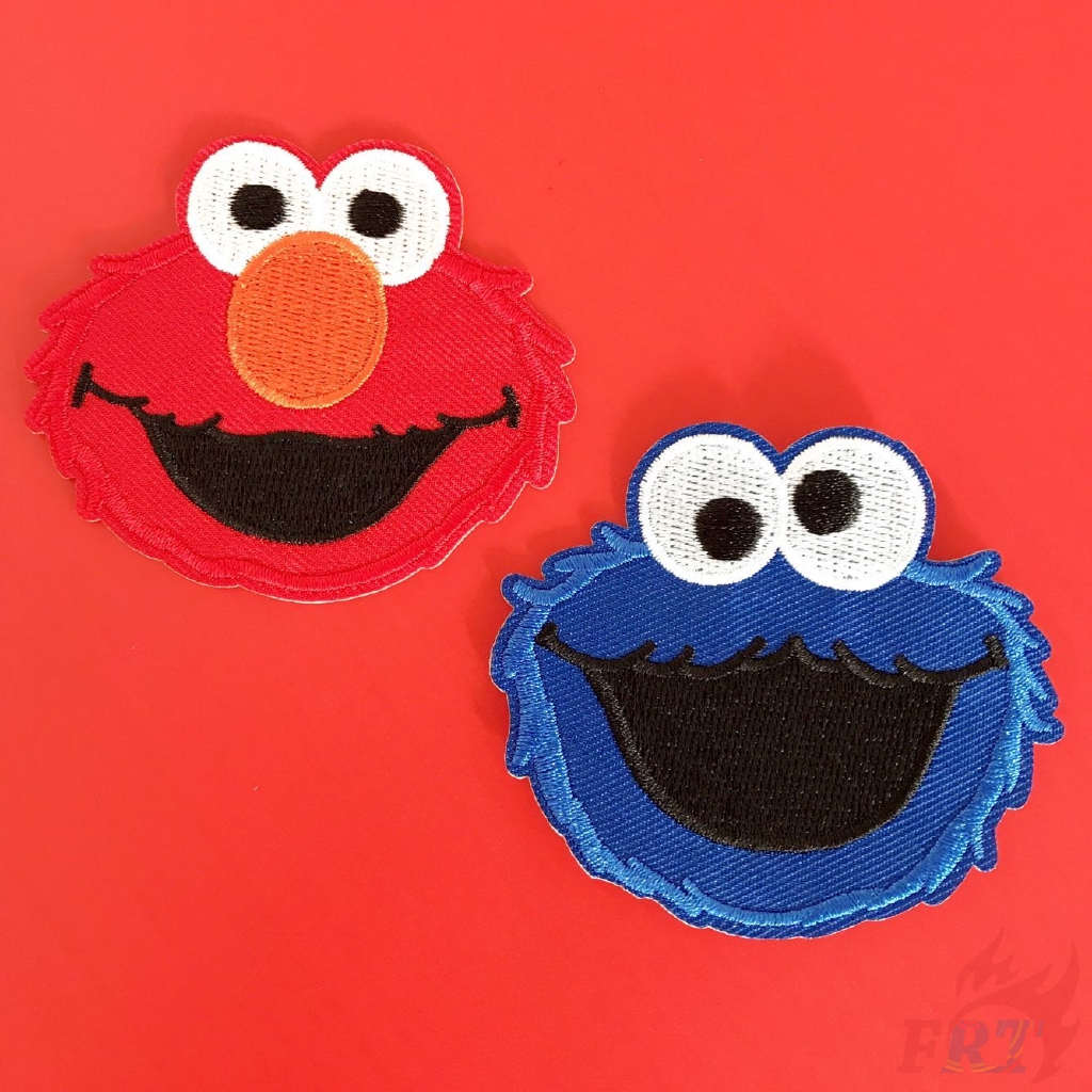 Miếng vá trang trí quần áo dạng ủi/thêu hình Elmo/Cookie Monster DIY
