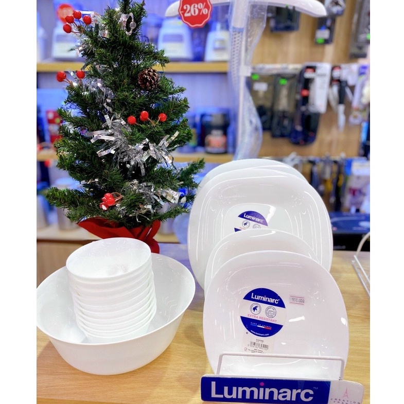 Bộ bát đĩa  Luminarc Carine thủy tinh 15 chi tiết, dùng an toàn trong lò vi sóng, máy rửa bát - CR15C