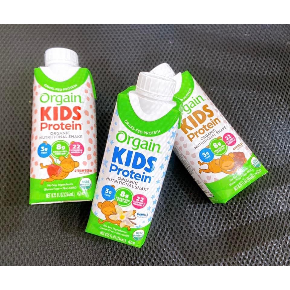 Thùng 12 hộp sữa nước hữu cơ Orgain kids protein