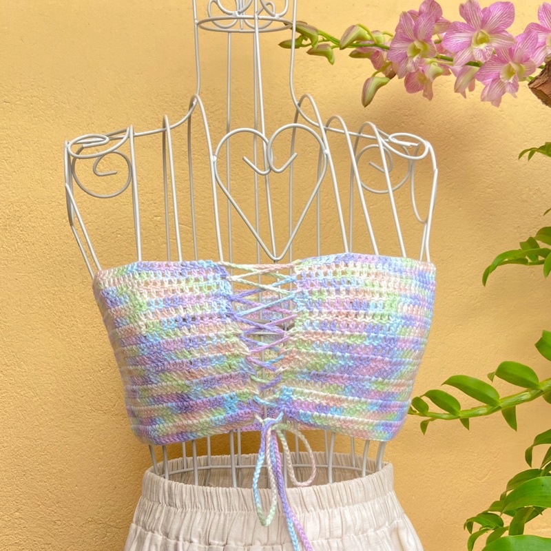 Áo croptop đan dây handmade màu kẹo ngọt🥰