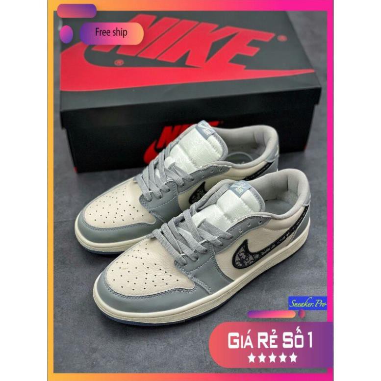 Giày thể thao AIR JORDAN 1 Xám trắng cổ thấp siêu đẹp cho nam và nữ siêu đẹp GIẢM GIÁ 20 % !!!