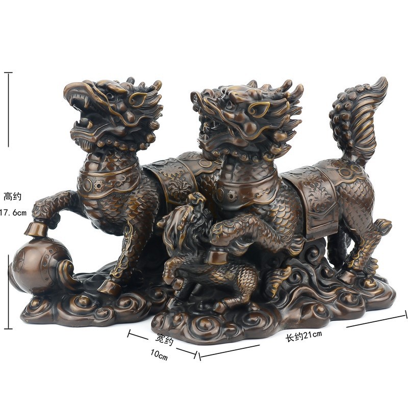 Cặp Kỳ Lân Chiêu Tài Lộc, Hút Vượng Khí Bằng Đồng Đúc Nguyên Khối (01 Cặp 02 Con, 4200 GRAM)
