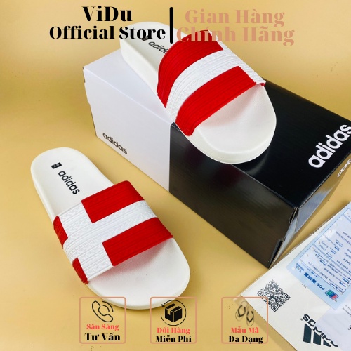 Dép nam thời trang ADIDAS ViDu 8722 hai màu trắng đen thiết kế ôm chân, quai sần chống bám nước