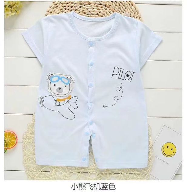 Bộ Bodysuit Cotton Đùi Cộc Tay Hè Cho Bé Gái Bé Trai Từ 0-12 Tháng Tuổi