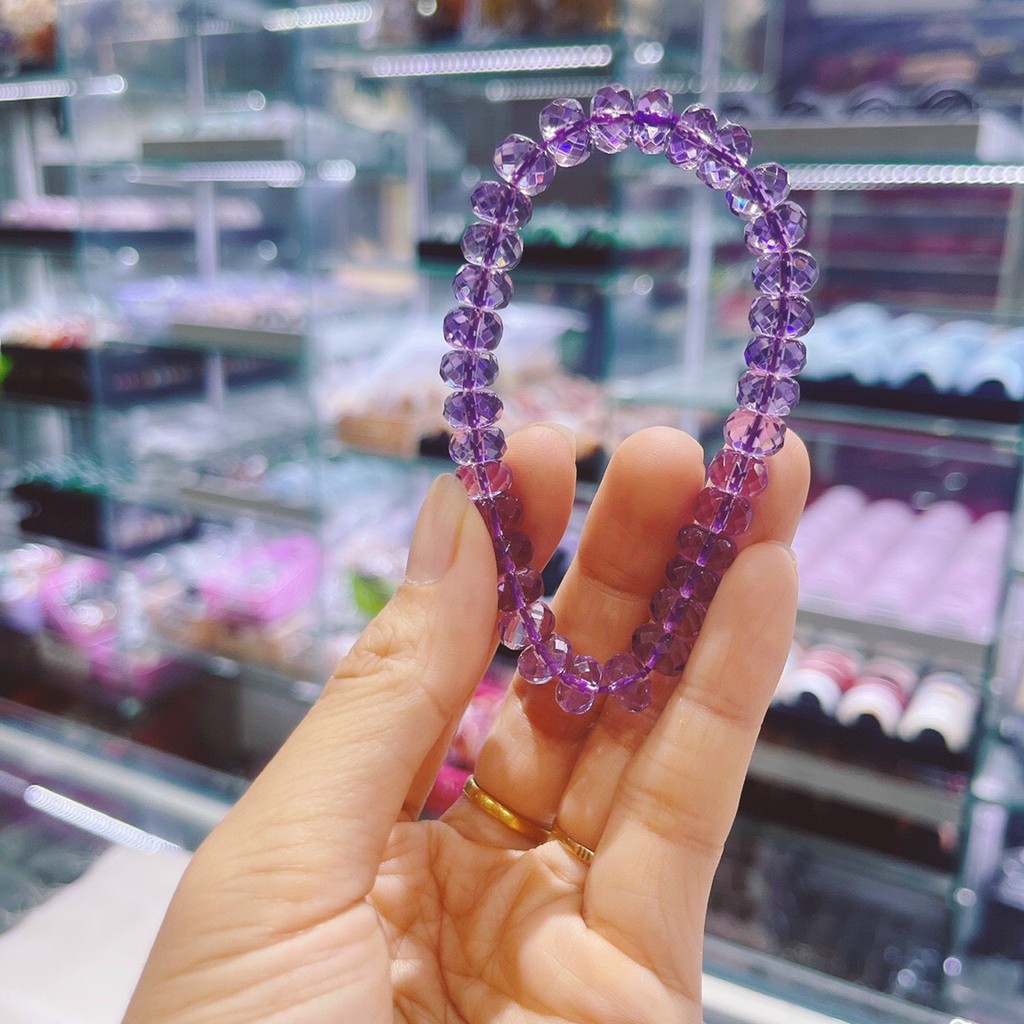Vòng Tay Thạch A Tím Lavender Cắt Giác Siêu Đẹp Nhiều Size