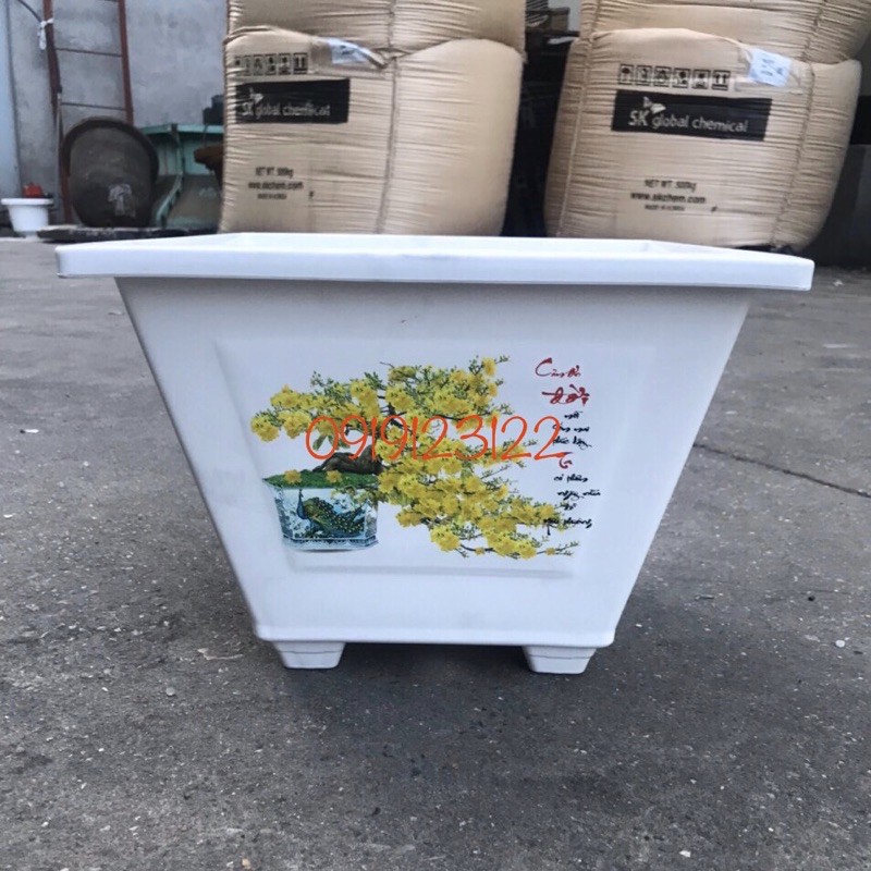 2 chậu nhựa trồng hoa vuông30*22*18cm hàng dầy đẹp