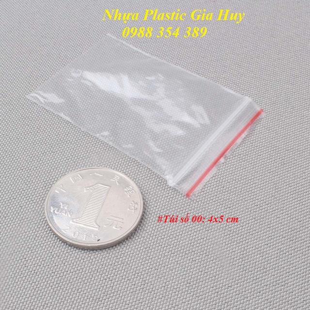 Túi zip chỉ đỏ số 00 : 4 x 5cm (100c), túi nilon vuốt mép siêu nhỏ đựng thuốc, phụ kiện, trang sức nhỏ, chia mỹ phẩm...