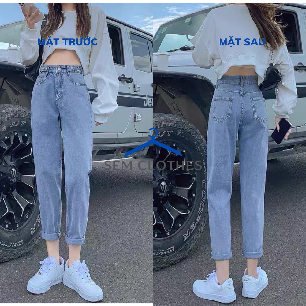 Quần bò baggy nữ,Quần jean nữ baggy lưng cao xanh nhạt ống suông nam unisex SEM CLOTHES q004 | BigBuy360 - bigbuy360.vn