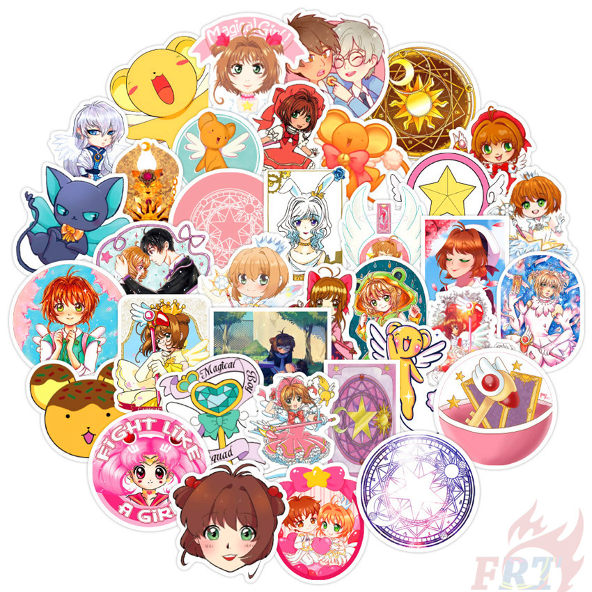 Set 100 miếng dán trang trí hình nhân vật Sakura dễ thương