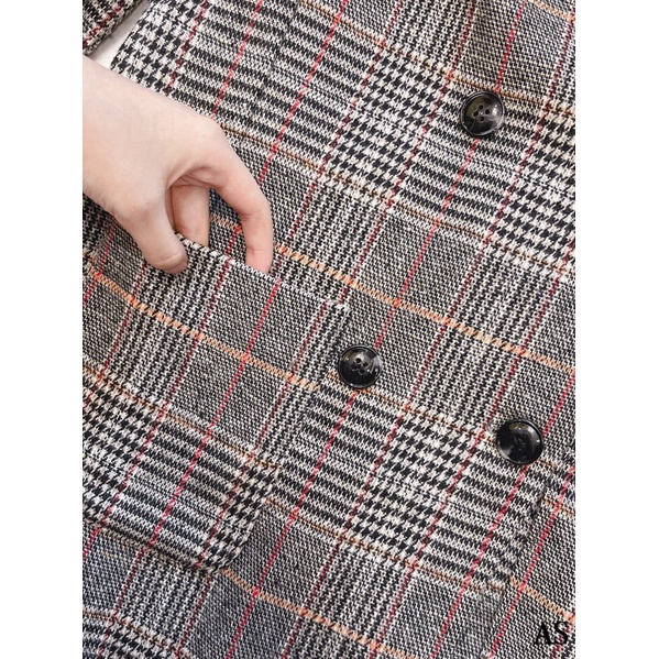 ÁO VEST DẠ KẺ DÁNG LỬNG