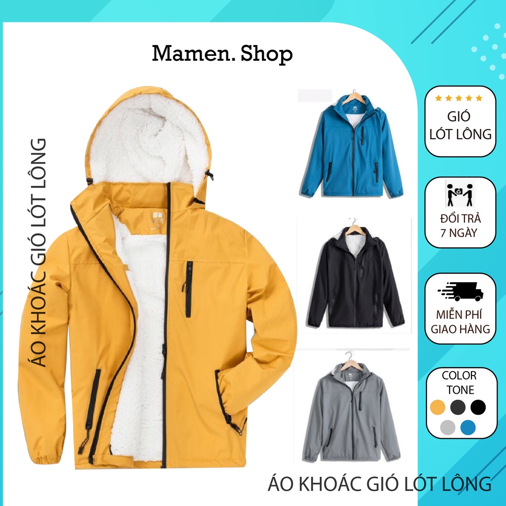 Áo khoác lót lông nam nữ cao cấp, áo khoác gió mùa đông ấm áp, chắn gió Mamen Shop