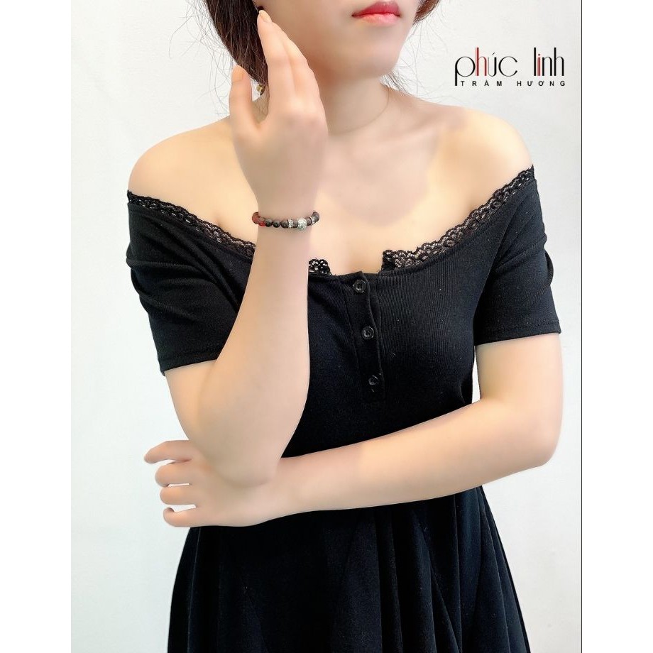 Vòng Tay Trầm Hương Mix Charm Bạc PHÚC LINH