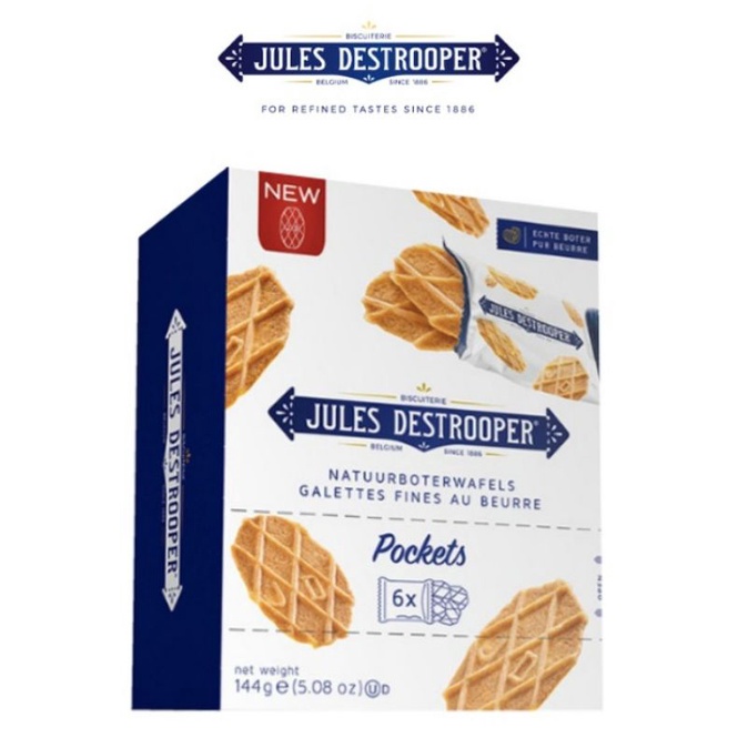 Bánh quy bơ giòn Jules Destrooper Butter Crisps hộp giấy 144g nhập khẩu Bỉ