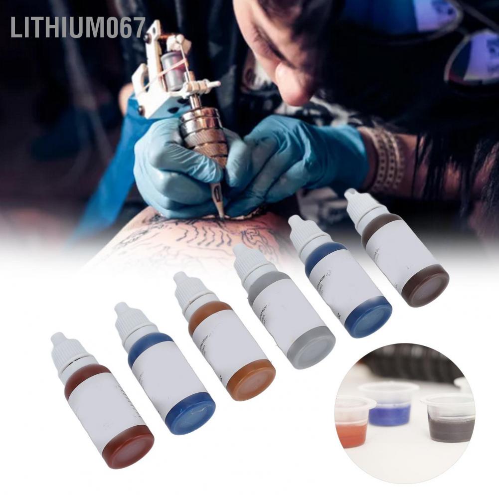 Set 6 chai mực xăm màu 15ml chuyên nghiệp cho thợ xăm salon