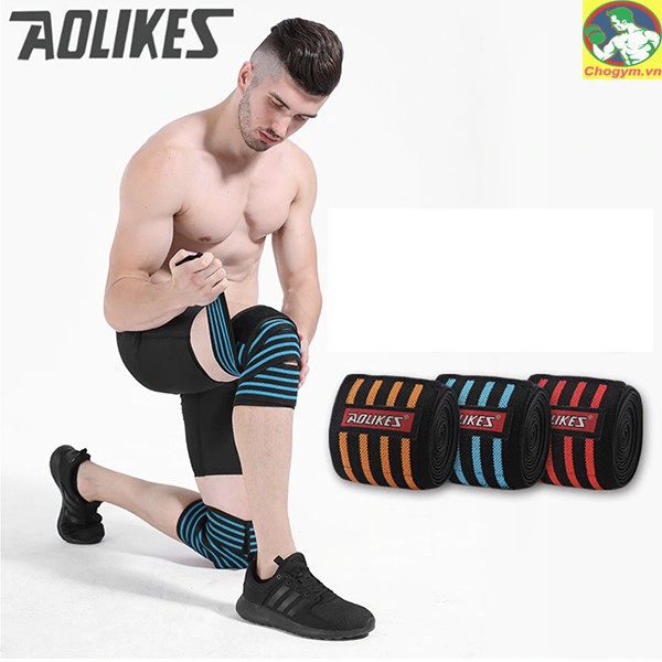 Băng Quấn Đầu Gối Tập GYM Aolikes Knee Wraps 180x8 cm 1 Đôi