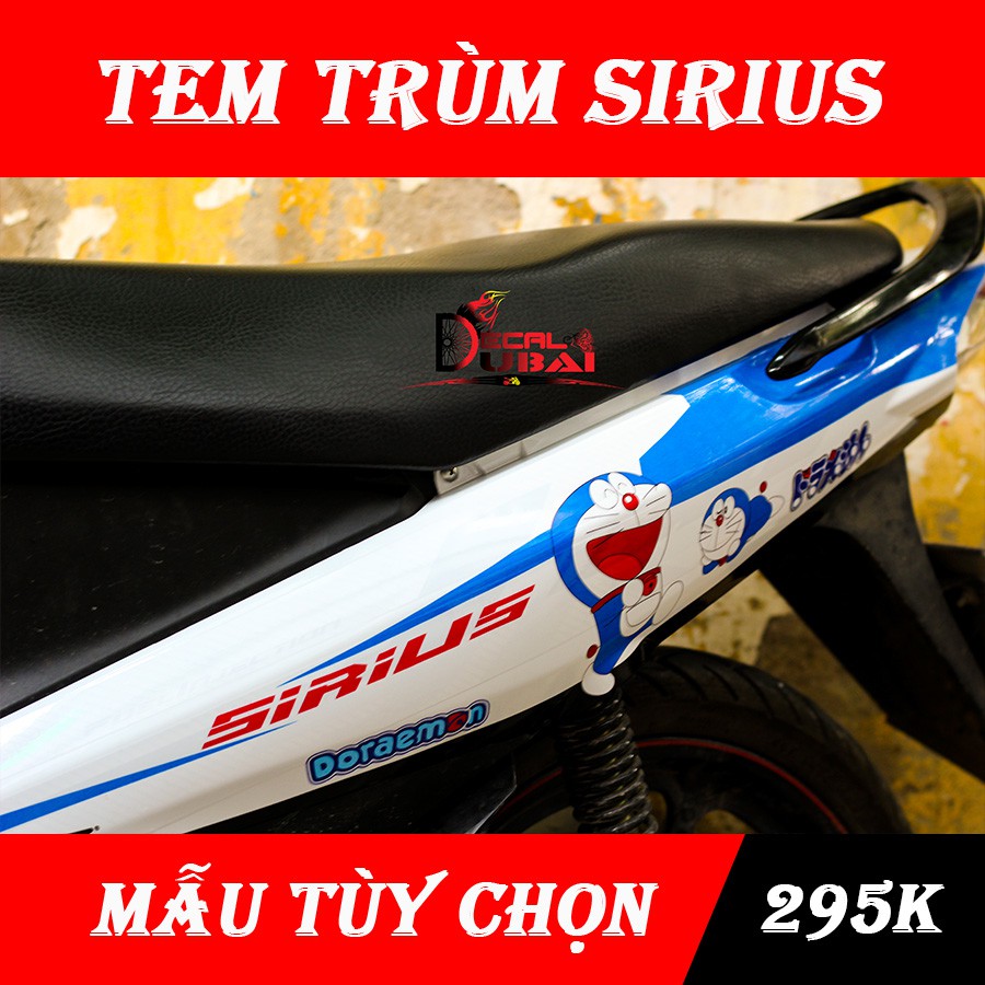 Tem trùm xe sirius doremon xanh trắng