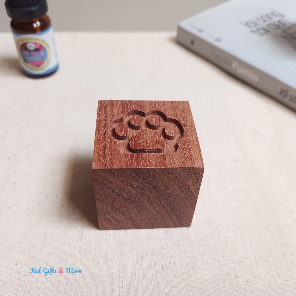 Phụ kiện tinh dầu: Khối gỗ vuông chân chó mèo, ô vuông...khuếch tán tinh dầu tự nhiên kt 4cmx4cm