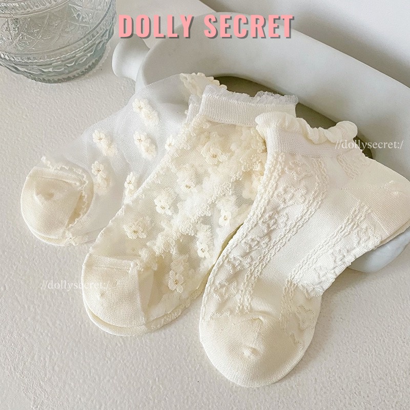 Set 5 đôi tất vớ công chúa voan tuyết phối cổ ngắn phong cách Lolita đáng yêu DOLLY SECRET T14