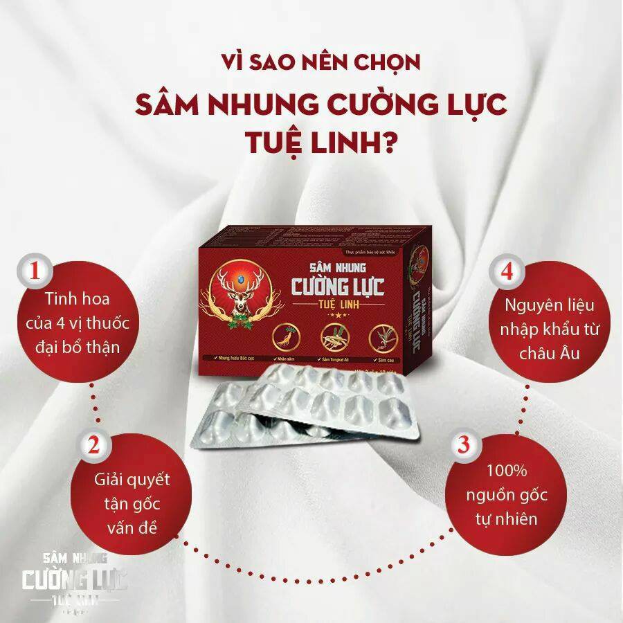 Sâm Nhung Cường Lực Tuệ Linh – Giúp cải thiện sinh lý, tăng nội tiết tố nam testosteron, bổ thận khỏe thận