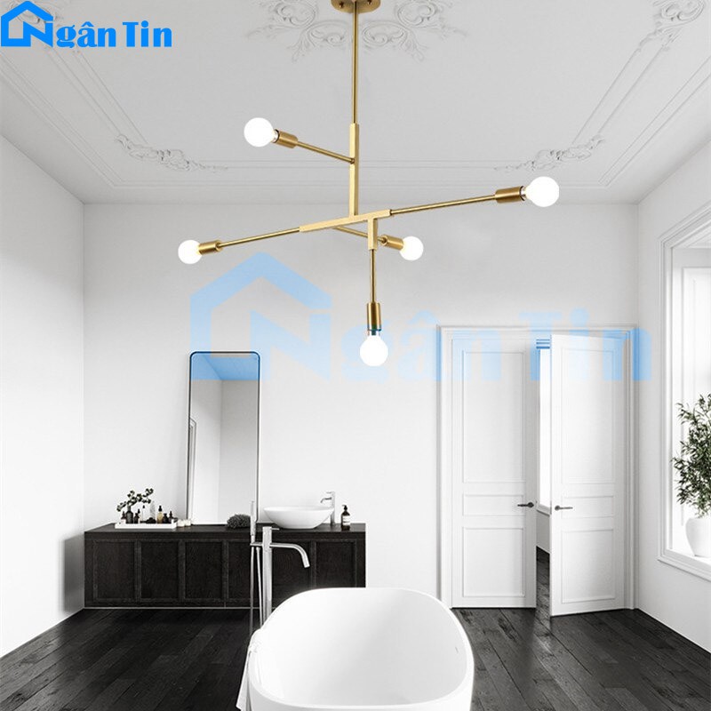 Đèn trần 5 bóng trang trí phòng khách phòng ngủ bàn ăn THCN93B Ngân Tin (Tặng kèm 5 bóng Led đục 5W)