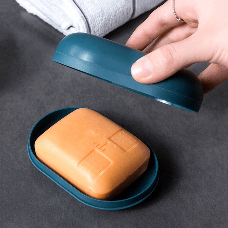 Hộp đựng xà phòng hình oval màu sắc xinh xắn chống rò rỉ tiện dụng mang theo du lịch