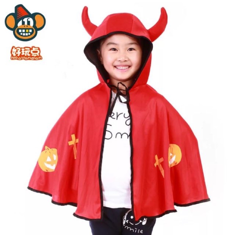 Áo choàng sừng hoá tran HALOWEEN / choàng sừng tiểu quỷ cosplay