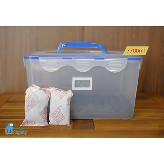 Hộp chống ẩm máy ảnh 8L kèm hút ẩm xanh và ẩm kế điện tử