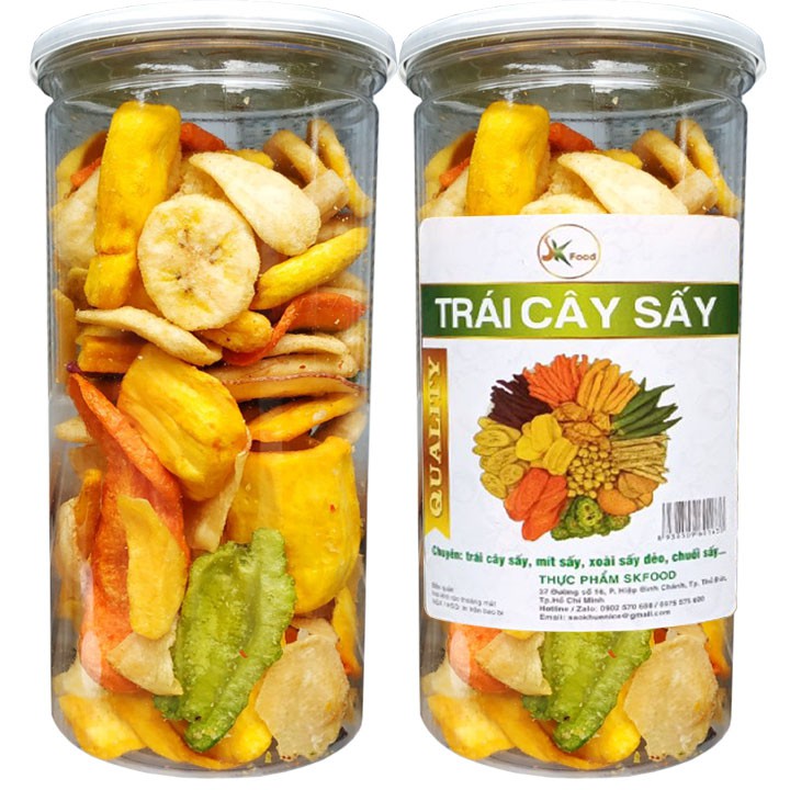 [COMBO 2 HŨ] TRÁI CÂY SẤY KHÔ NGUYÊN MIẾNG LOẠI 1 HIỆU SK FOOD - MỖI HŨ 280G