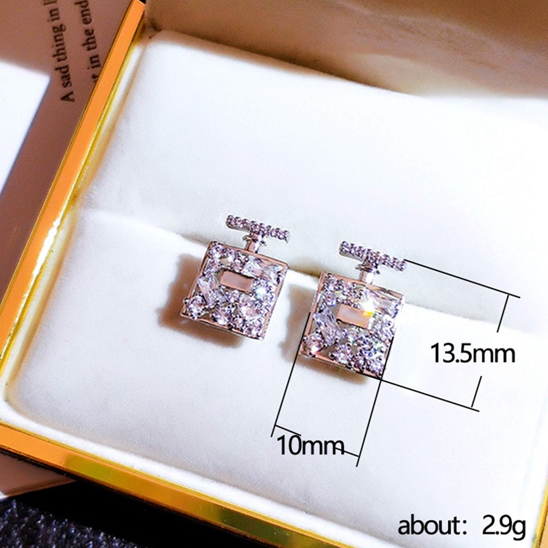 Khuyên tai đính đá khối zircon thời trang sang trọng cho nữ