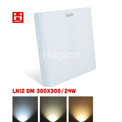 Đèn LED Ốp trần Vuông đổi màu 3 chế độ sáng 24W D LN12L ĐM 300x300/24W