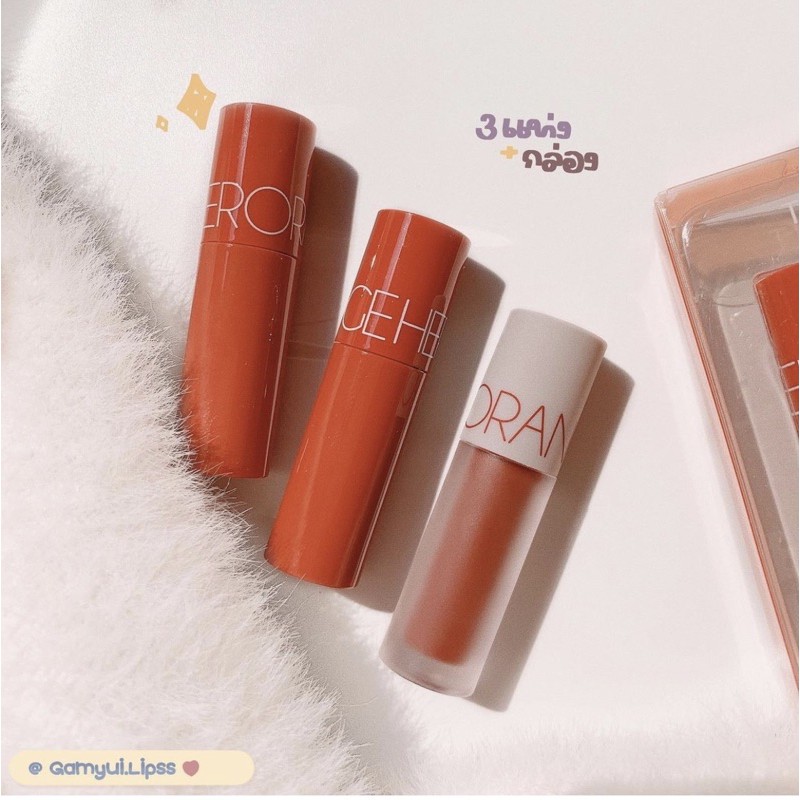 Set 3 cây son kem lì Herorange Cool Tint vỏ xanh đỏ Sena Beauty | Thế Giới Skin Care