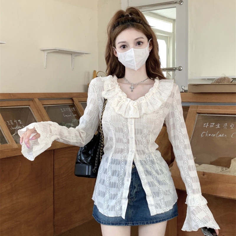 Áo Kiểu Tay Dài Cổ Chữ V Thời Trang Mùa Thu Cho Nữ