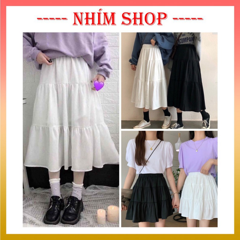Chân váy voan ngắn/dài ♥️ Chân váy ulzzang 2 màu đen, trắng Hàn Quốc - NhimShop