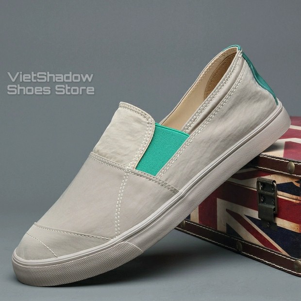 Slip on nam - Giày lười vải nam cao cấp BAODA - Vải polyester chống thấm 3 màu đen, khaki, xanh nhạt - Mã 20037