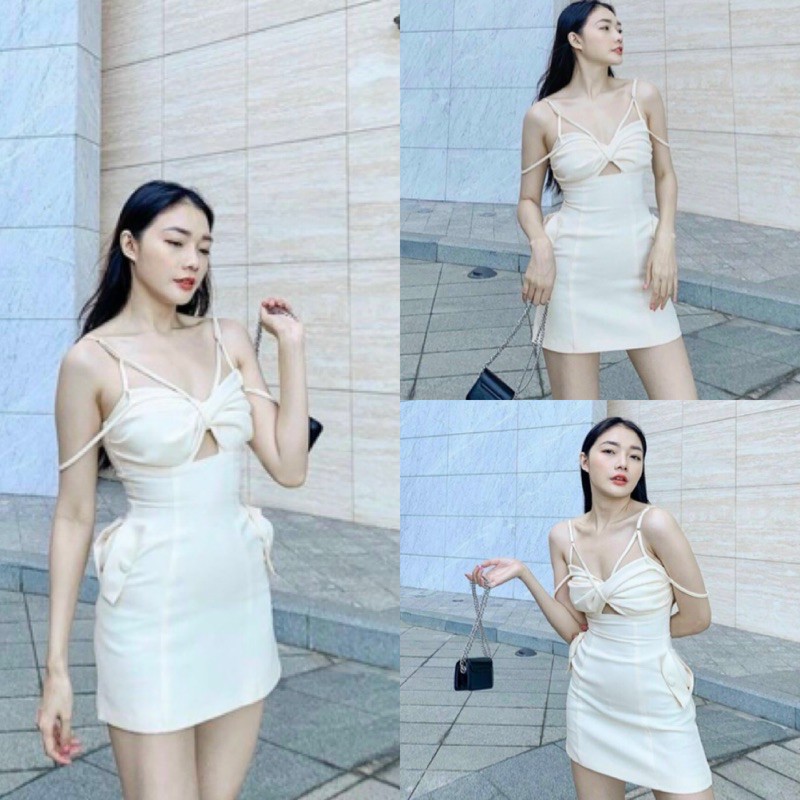 Đầm Xinh ONEONE DRESS thiể kế cut out phần ngực bo chun co giãn có tăng đơ điều chỉnh váy chất liệu vải kaki chéo