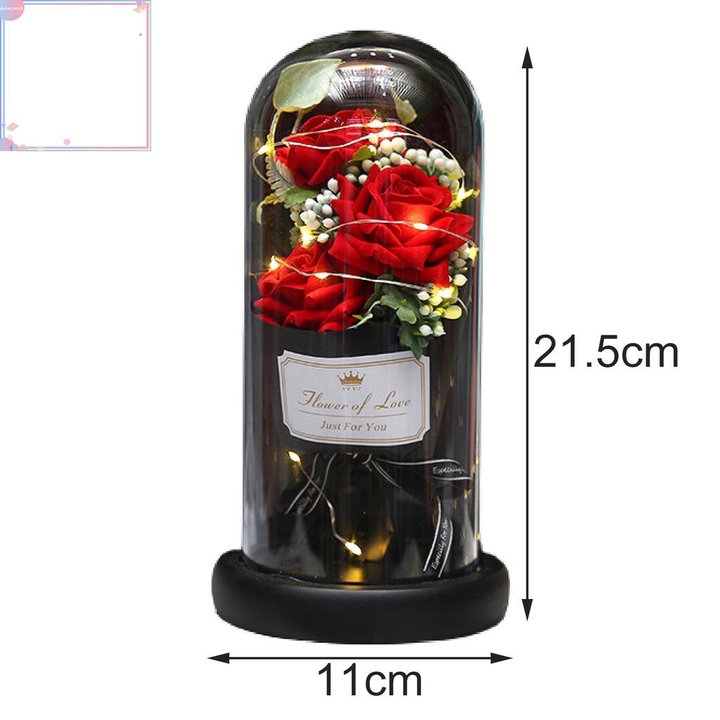 Đèn LED hình hoa hồng giả đế gỗ ổn định trang trí nhà cửa