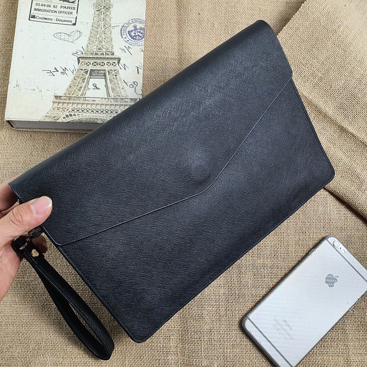 [Da thật] Clutch cầm tay nam da bò thật Safiano CL123 (Đen/Nâu/Tím) - 100% da bò thật, BH 3 năm | BigBuy360 - bigbuy360.vn