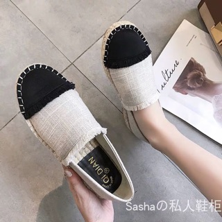 Slip-on đế cói dạ Tweed