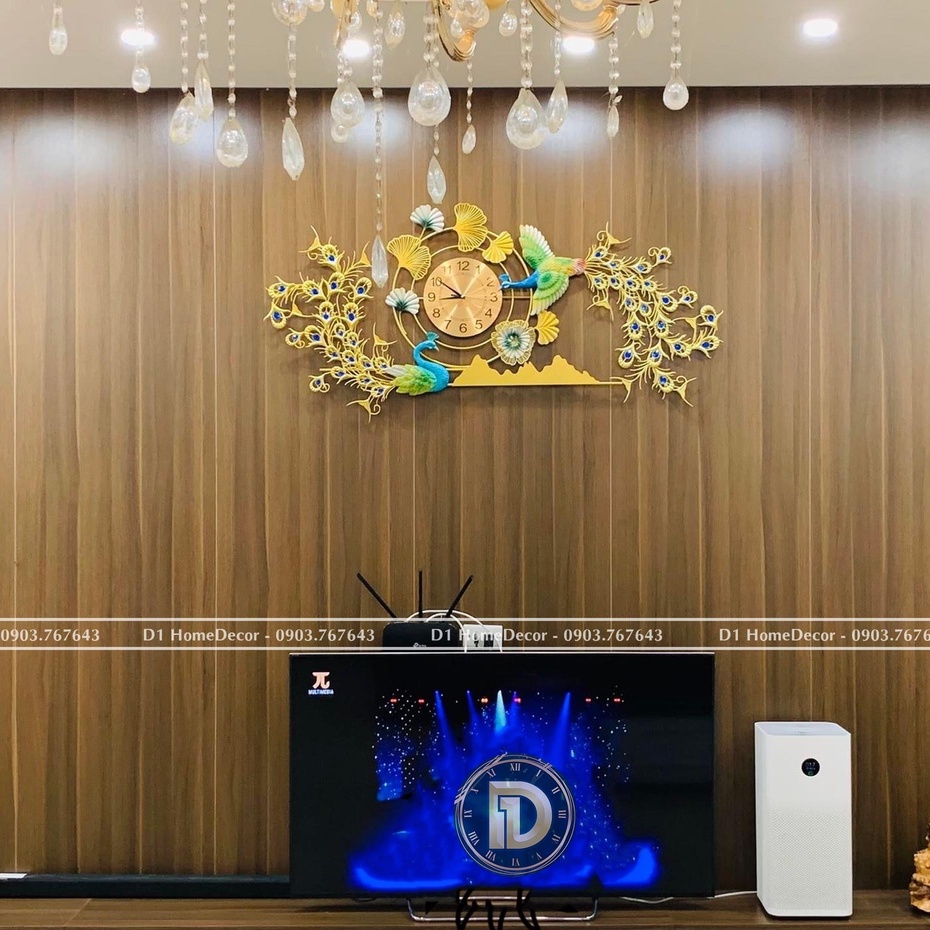 Đồng Hồ Treo Tường Con Chim Công Tài Lộc Chính Hãng D1 Home Kim Trôi Trang Trí Tường Decor - 29