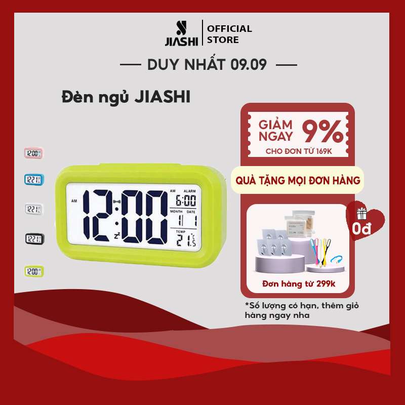 Đồng hồ điện tử báo thức JIASHI để bàn màn hình LED hiển thị ngày tháng nhiệt độ thời tiết - DHL03