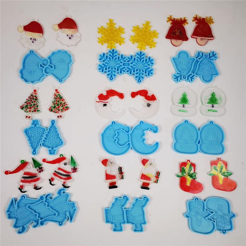 Khuôn Silicone Làm Bông Tai DIY Hình Ông Già Noel Tuần Lộc Bông Tuyết