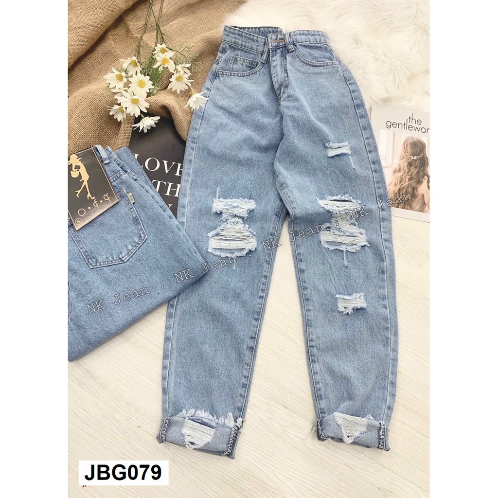 Quần jean baggy rách gối JBG79