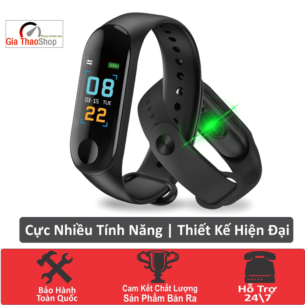 Đồng Hồ Thông Minh M3 Đo Huyêt Áp Đếm Bước Chạy Chống Nước - Dùng Trên IOS và Android - Vòng Đeo Tay Thông Minh M3