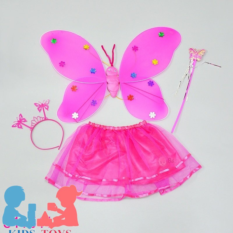 Video Ảnh Thật Bộ Cánh Bướm Đẹp Loại 6 Cánh Cho Bé Có Đèn Nhấp Nháy