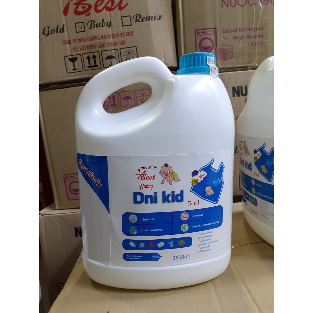 Nước Giặt Xả Dni-Kid Trẻ Em 3600ml/chai Làm Mềm Vải-Diệt khuẩn-Siêu Thơm