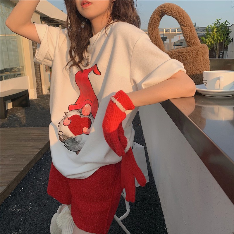 Áo thun nữ in hình cute cổ tròn tay ngắn form rộng unisex freesize hàng Quảng Châu ANDOSA AT04